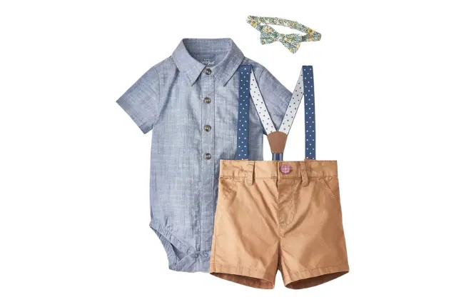 Baby Suspender Top & Bottom Set with Bowtie - Cat & Jack™ Blue mobile